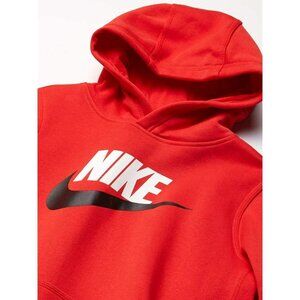 Nike Kids Spell Out Logo Hoodie Size L Red White Pockets Long Sleeve Fleece